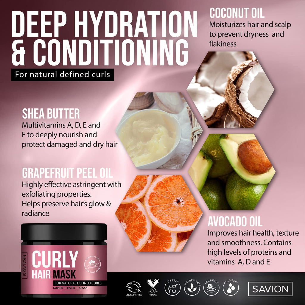 Curly Hair Mask by Savion for Women - 8.45 oz Masque