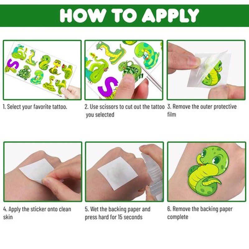 94PCS Cute Snake Temporary Tattoos Themed Reptile Animals Birthday Party Decorations Supplies Favors Decor Jungle Swamp Safari Tattoo Stickers Gifts For Kids Adults Boys Girls School Prizes Carnival