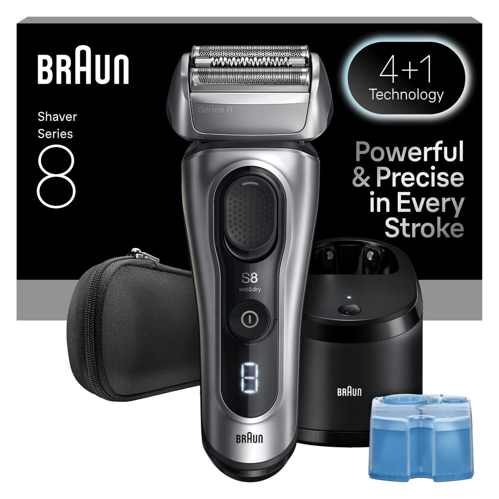 Braun Series 8 8567cc Electric Razor for Men, 4+1 Shaving Elements & Precision Long Hair Trimmer, 5in1 SmartCare Center, Close & Gentle Even on Dense Beards, Wet & Dry Electric Razor, 60min Runtime