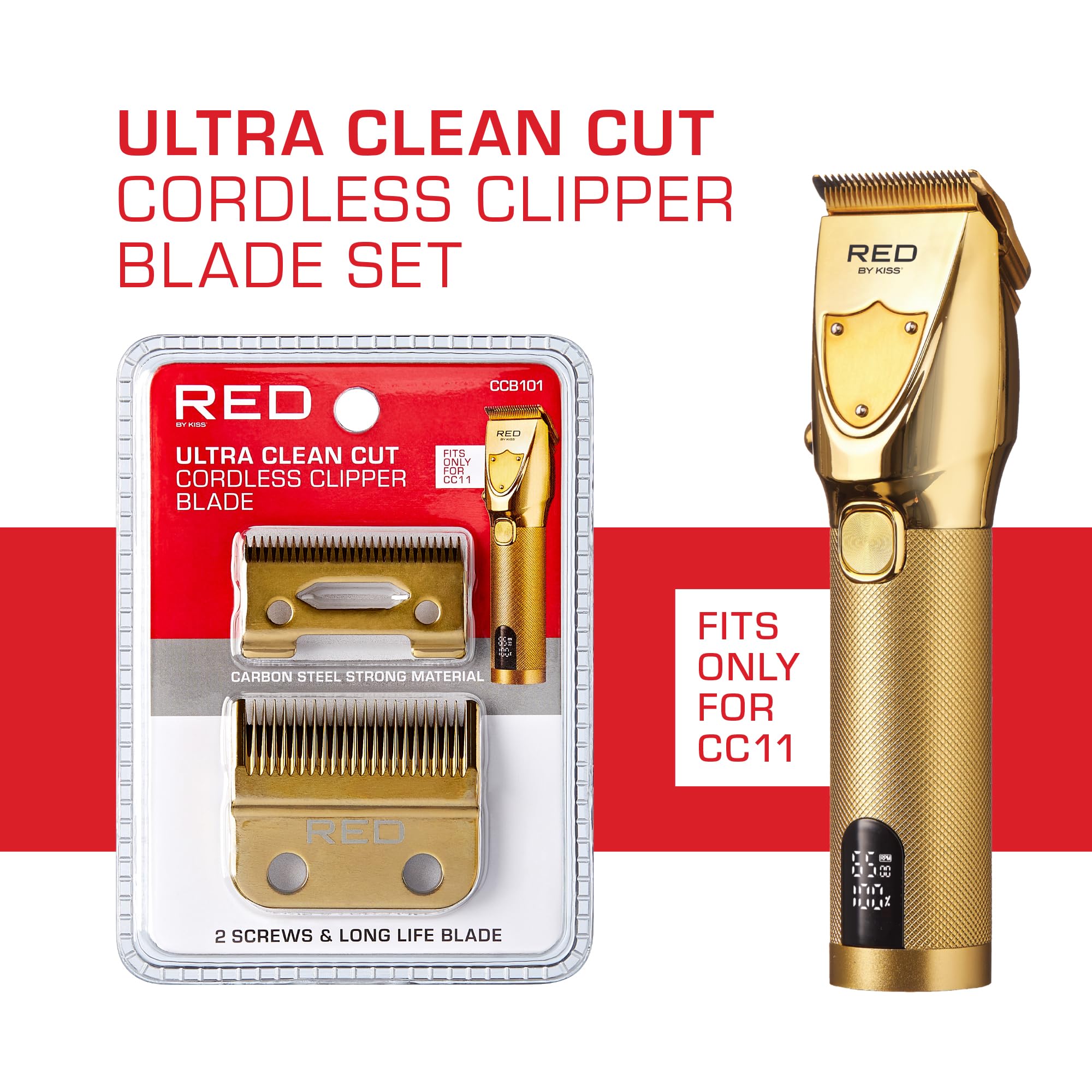 RED by Kiss Cordless Hair Clippers, Hair Trimmer for Professional Haircut, Grooming Kit for Men Ultra Clean-Cut Clipper (Cordless)