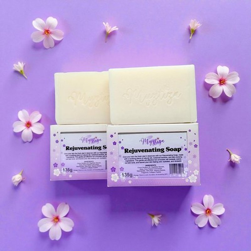 Myztiza Rejuvenating Bar Soap for Face & Body – Moisturizing Cleanser with Coconut Oil, Glycerin, Papaya Extract, Niacinamide, Citric Acid & Collagen Peptide – 2 Pack 135g Each