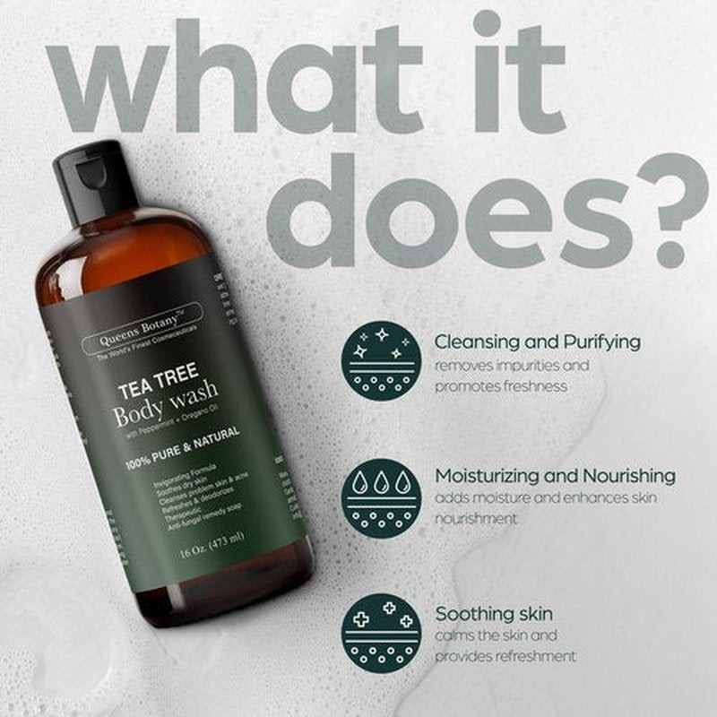 Artnaturals Antibacterial Tea Tree Oil Body Wash For Men & Women Remedy Soap Extra Strength - Helps Treat Acne, Athletes foot, Eczema, Toenail Fungus & Jock Itch & Ringworm (16 Fl Oz (Pack of 2)
