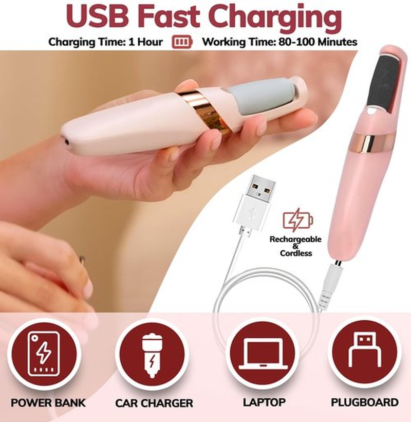 Electric Callus Removers for Feet, Rechargeable Electric Foot Callus Remover Pedicure, Removes Dry Skin for Smoother Feet, Foot Care for Dead Skin Ideal Gift (Silver)
