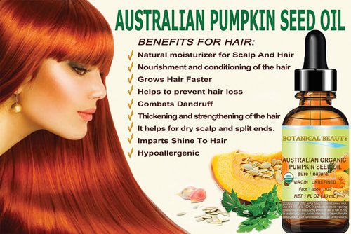 Botanical Beauty Australian ORGANIC PUMPKIN SEED OIL 100% Pure Natural Virgin Unrefined Cold Pressed Carrier Oil for Face, Skin, Hair, Lip, Nails (4 Fl Oz)