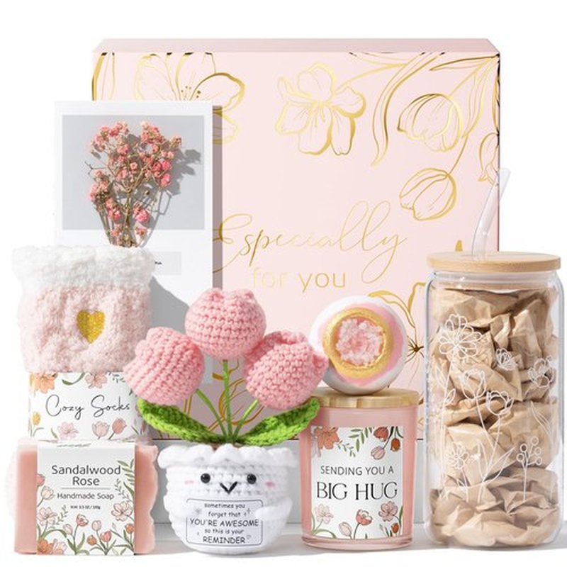 Mothers Day Birthday Gifts for Women Self Care Package Get Well Soon Gift Baskets, Thinking of You Inspirational Sympathy Spa Gift Basket for Women, Unique Easter Gifts Set for Mom Her Friend Sister