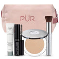 PÜR Minerals Multitasking Essentials Kit | 4-in-1 Primer, Mascara, Mineral Powder & Brush Set