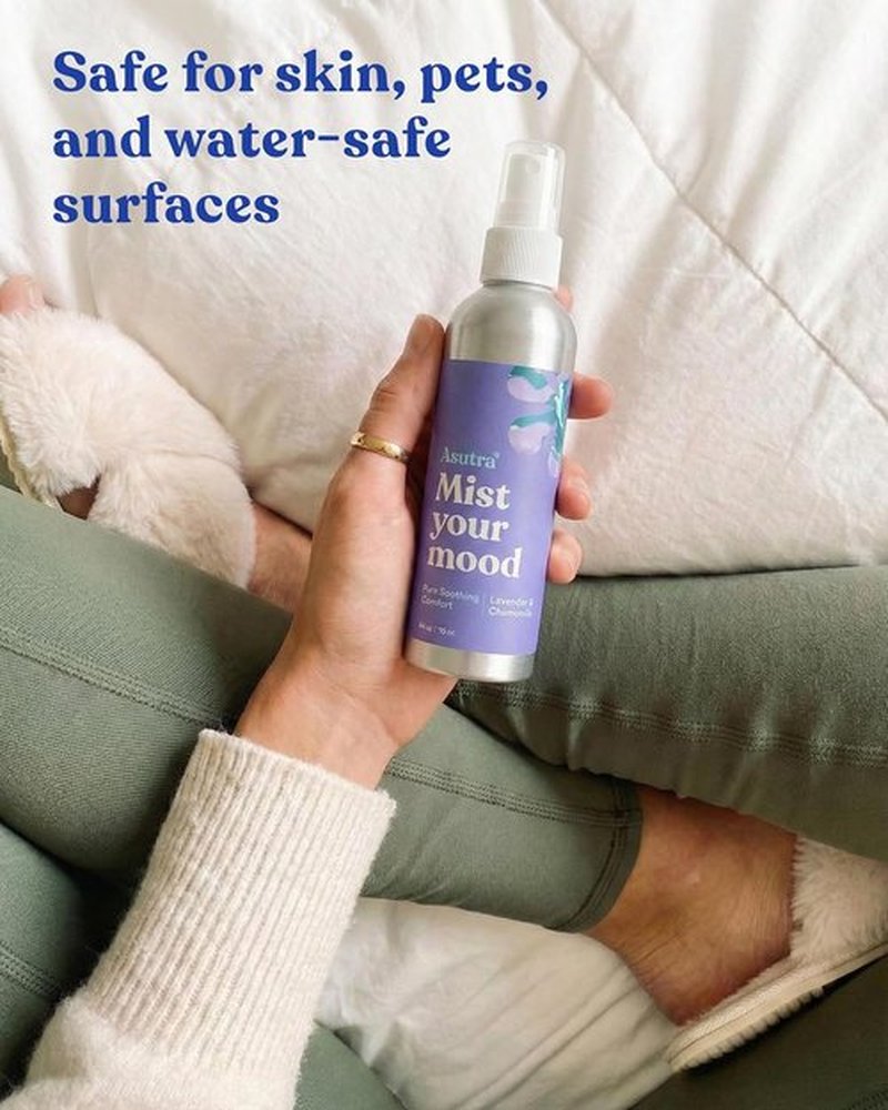 ASUTRA Aromatherapy Pillow Spray - Lavender & Chamomile Essential Oil Mist, 4 fl oz Aluminum Bottle | Refresh Face, Body, Rooms & Fabrics