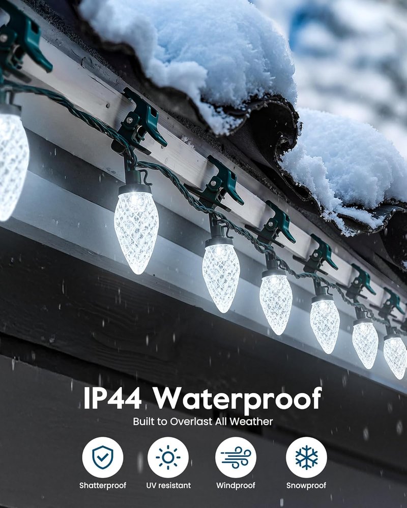 C9 Christmas Lights - 100 LED Waterproof String Lights | 65FT Commercial Grade for Outdoor Decor