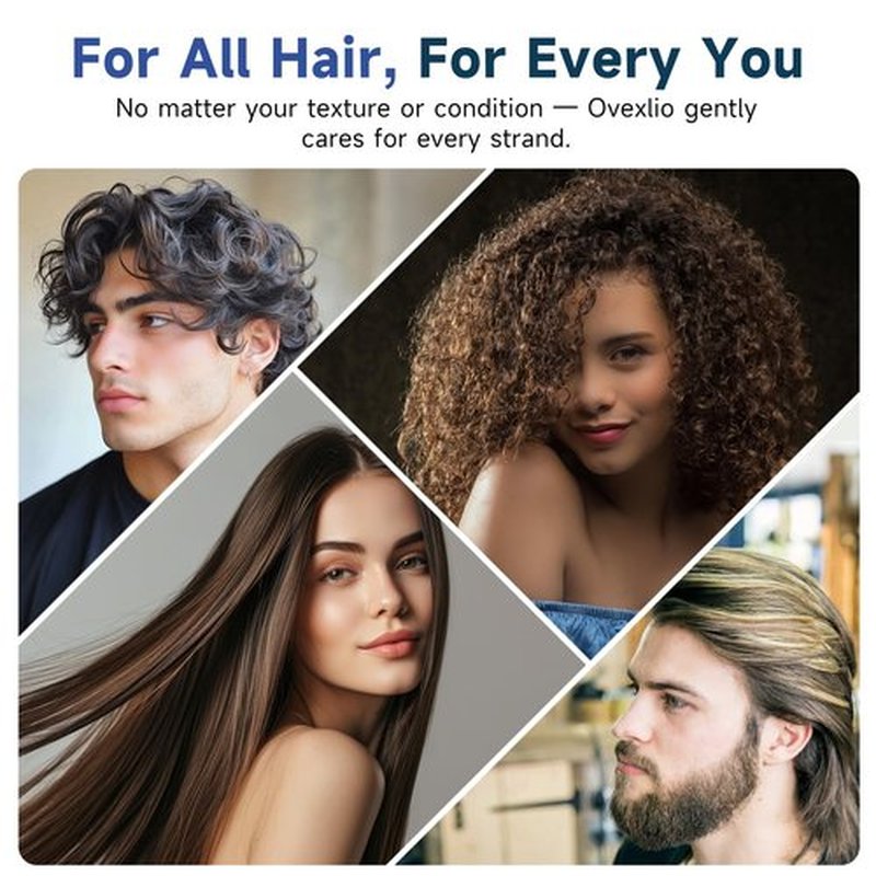 OVEXLIO Hair Growth Shampoo with Biotin and Rosemary, Routine Shampoo for Hair Loss and Thinning, Natural Thickening Formula with Argan Oil, Tea Tree Oil and Caffeine, Sulfate Free with Comb, 11.84 FL
