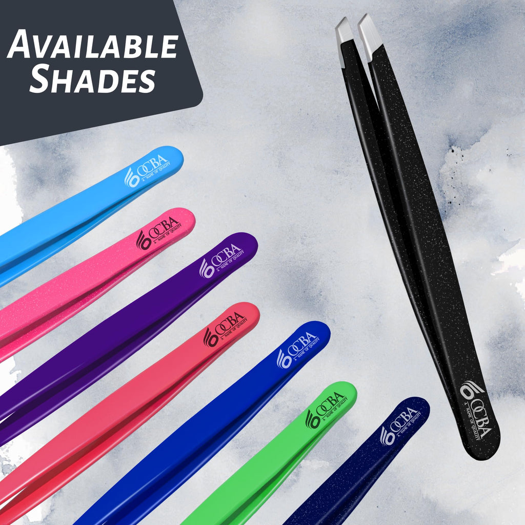 OCBA 1 Pcs Tweezers for Facial Hair Women & Men for Precise Grooming of Eyebrows - Professional Stainless Steel Black Color Coated Eyebrow Tweezers for Ingrown Hair on Nose Ear (1 Pack Black)