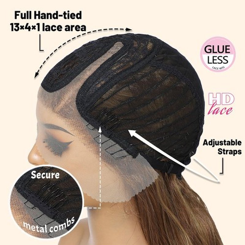 FABÉLLE Pink Highlight Wig Body Wave Wig Glueless Wig Lace Front Wigs for Black Women 24 Inch wear and go Synthetic Lace Front Wig