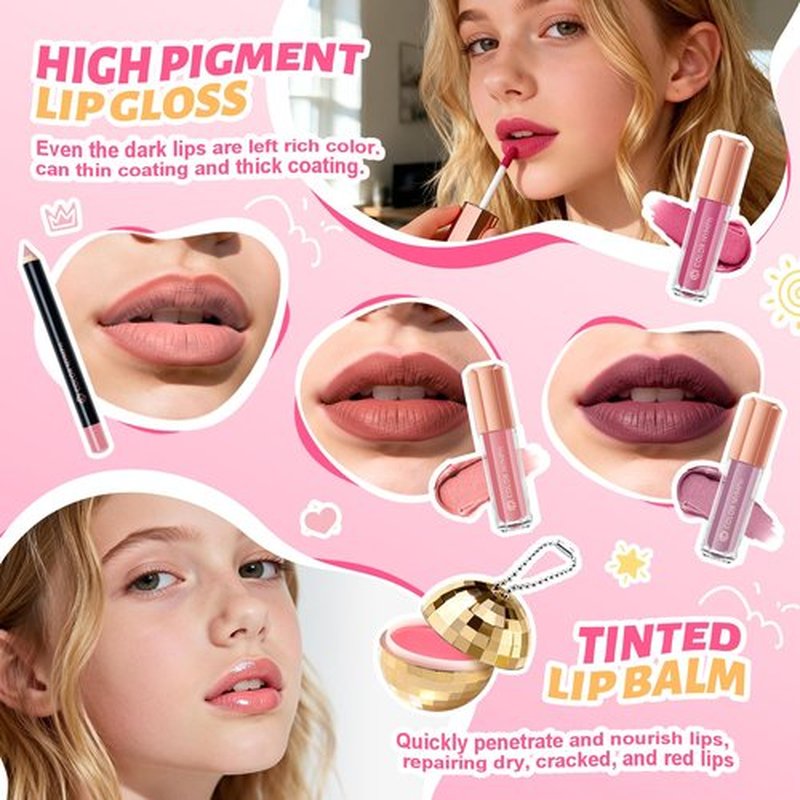 Color Nymph Girls Makeup Kit For Teens & Girls | All In One Makeup Set with Lockable Storage Box, Built-in Mirror, Eyeshadow, Blush, Contour, Highlighter, Lipgloss, Lipliner, Eyeliner, Lip Balm