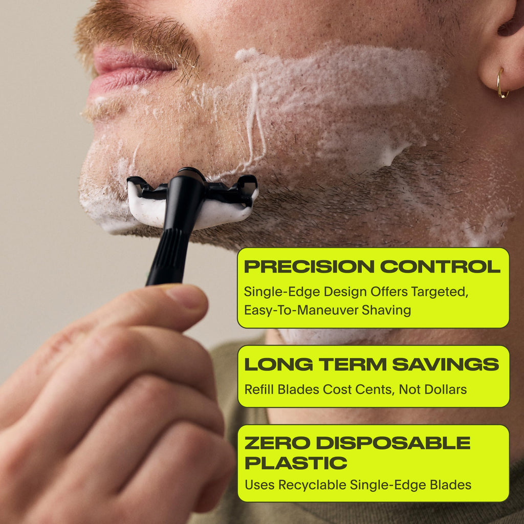 Leaf Shave | Twig Razor, Gold - All-Metal, Eco-Friendly Shaver for Men & Women; Includes 5 Stainless Steel Single-Edge Blades; Recommended for Face Shaving Lighter Hair and Sensitive Skin