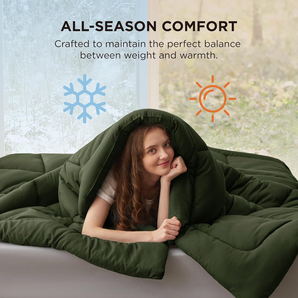 Bedsure Comforter Duvet Insert - All-Season Quilted Cal King Size Down Alternative Bedding | Olive Green 96 x 102 Inches