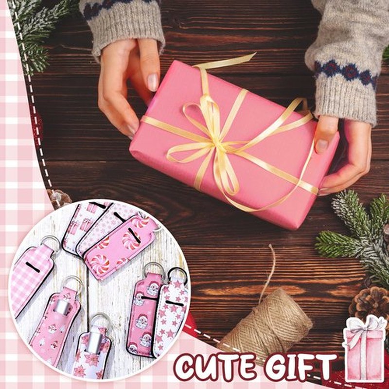 Ctosree 40 Pcs Christmas Theme Lipstick Holder with Portable Clip on Lip Gloss Sleeve Pouch Lipstick Holder Pocket Lip Balm Holder for Xmas Employee Gifts Coworker Nurse Teachers (Sweet Pattern)