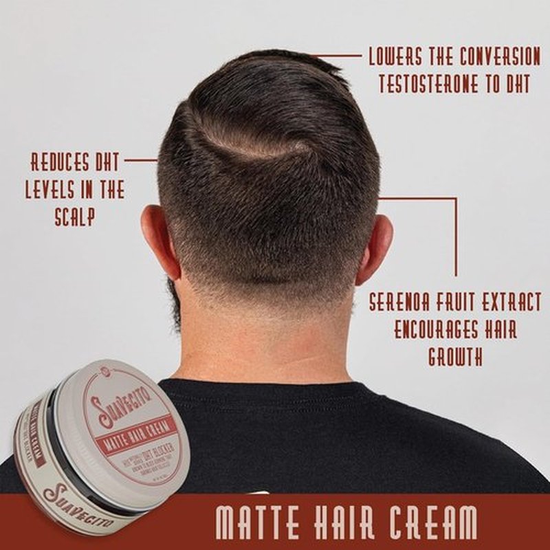 Suavecito Pomade Matte Hair Cream - DHT Blocker for Thinning Hair Regrowth | Low Shine, Light Hold