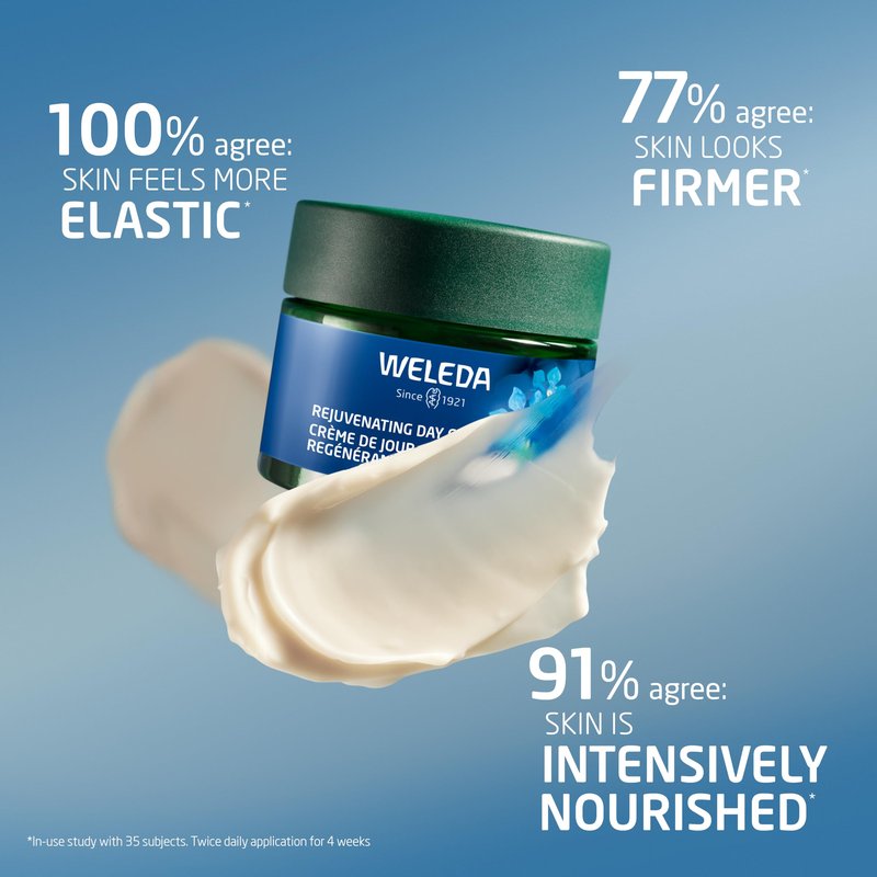 Weleda Face Care Rejuvenating Day Cream, 1.3 Fluid Ounces, Plant Rich Moisturizer with Blue Gentian and Edelweiss