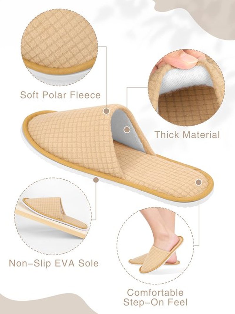 KUTTOR 12 Pair House Disposable Slippers for Guests Spa Hotel Slippers for Travel Washable Reusable Non Slip Closed Toe for Shoeless Home Indoor Wedding Party