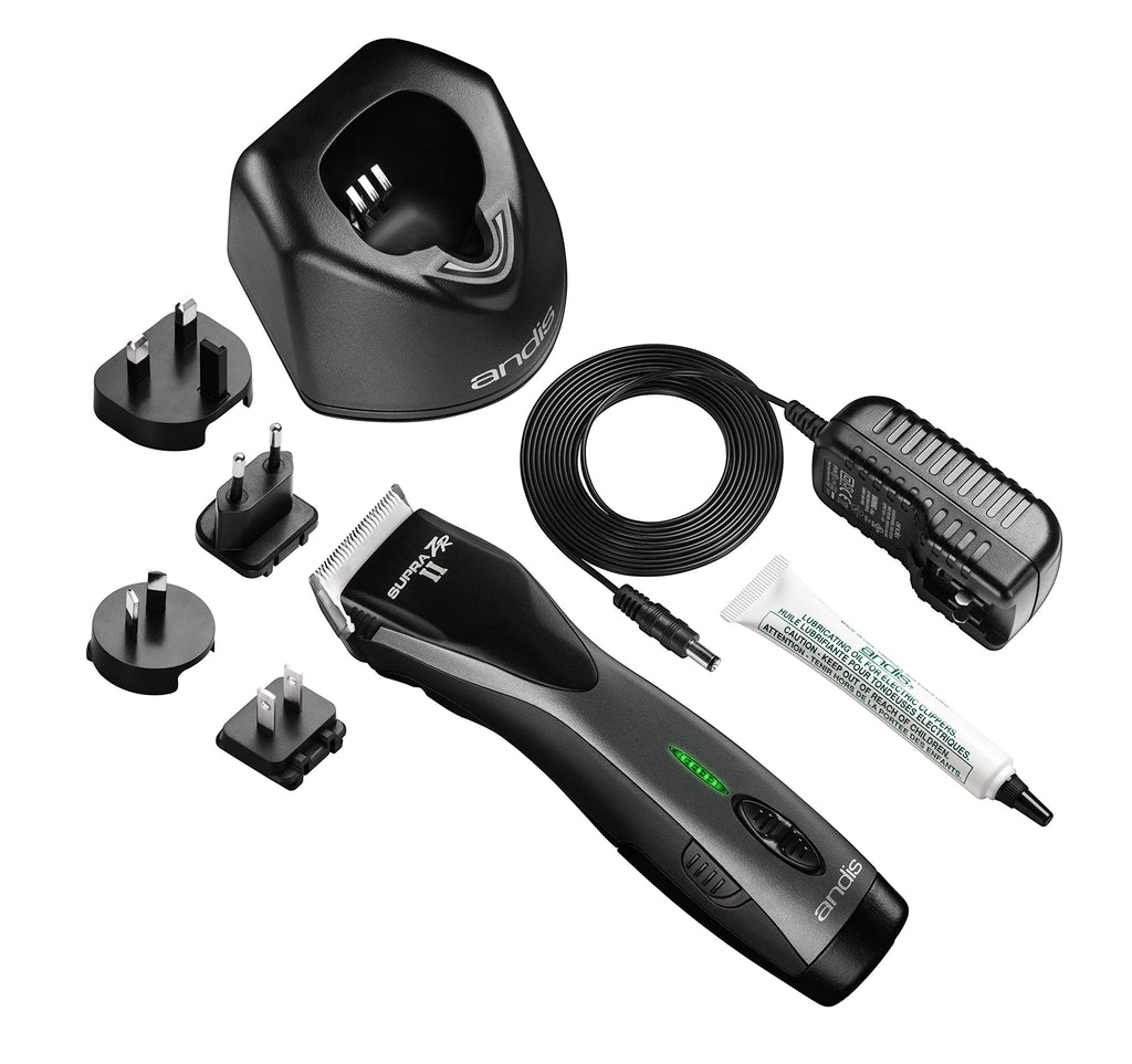 Andis 79005 Supra ZR II Cordless Rechargeable Hair & Beard Trimmer, Detachable Blade Clipper, Lithium-Ion Powerful Battery, Black - Pack of 1