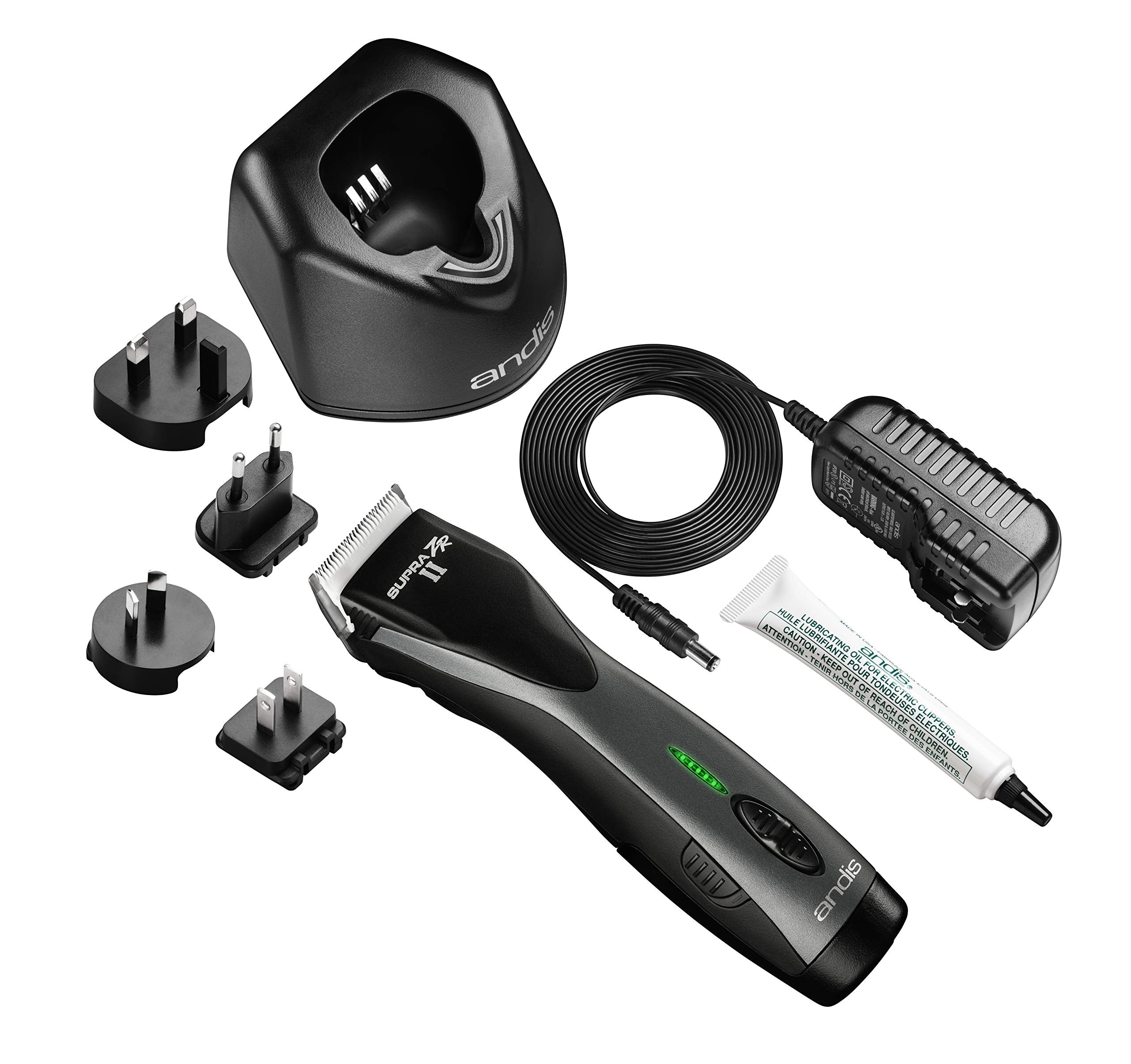 Andis 79005 Supra ZR II Cordless Rechargeable Hair & Beard Trimmer, Detachable Blade Clipper, Lithium-Ion Powerful Battery, Black - Pack of 1
