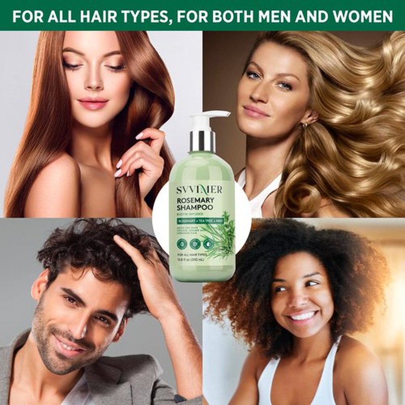 Svvimer Rosemary Hair Thickening Shampoo: Thickening and Strengthening Formula for Men & Women - Volumizing Shampoo with Tea Tree Oil Biotin Mint - For Thinning Fine Hair 11.8 Fl Oz