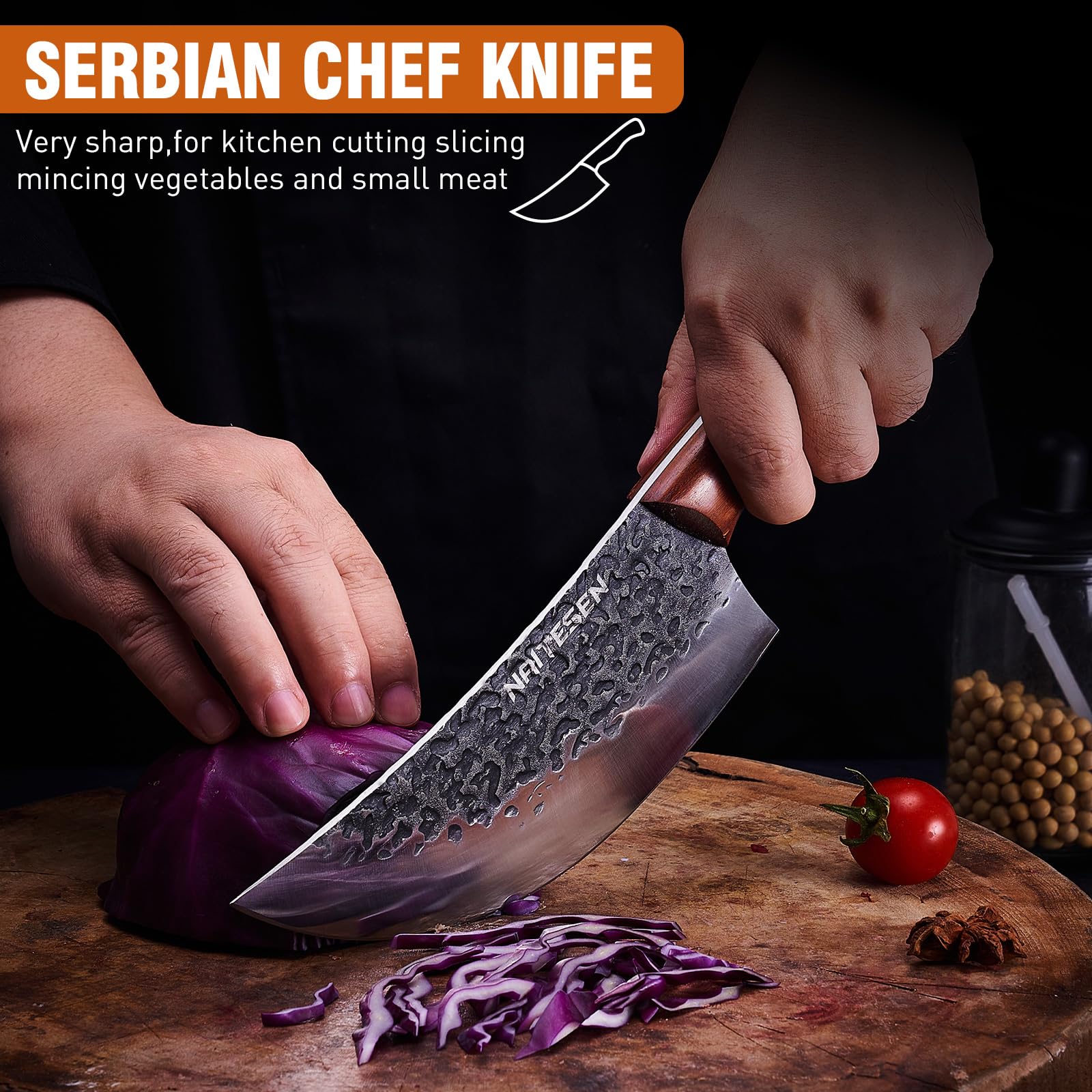 Naitesen 4PCS Butcher Knife and Kitchen Knife Set with Gift Box
