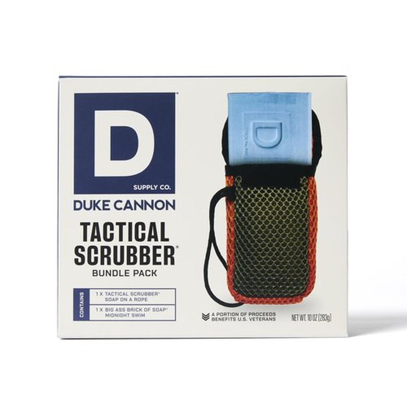 Duke Cannon Supply Co. Tactical Scrubber + Sawtooth Men's Brick of Soap - U.S. Military-Grade Soap Pouch - Dual-Mesh - Sawtooth, 10 oz