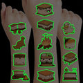 96PCS Smores Pre-Cut Temporary Tattoos Campfire Birthday Party Decorations Favors Supplies Camping Baby Shower Themed Stickers 8 Sheets Gifts for Kids Girls Boys Decor Class School (Luminous)