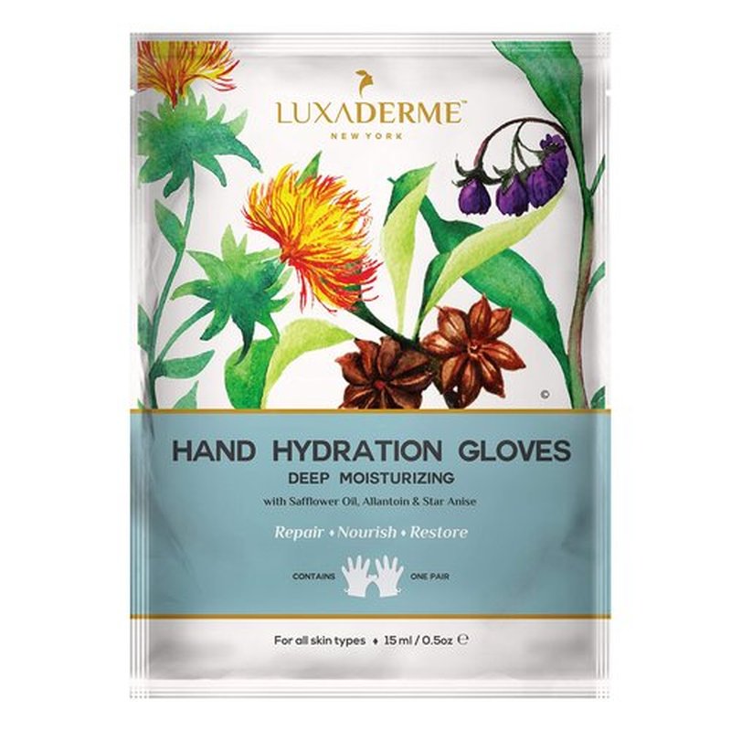LuxaDerme Moisturizing Gloves for Dry Hands - 15ml Safflower & Shea Butter Hydrating Hand Mask - Rejuvenate Dull & Cracked Skin - Skincare Gift Set (Pack of 10)