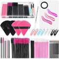 Skiennix Disposable Applicators Kit - Makeup Puff, Mixing Palette & Brushes with Storage Box