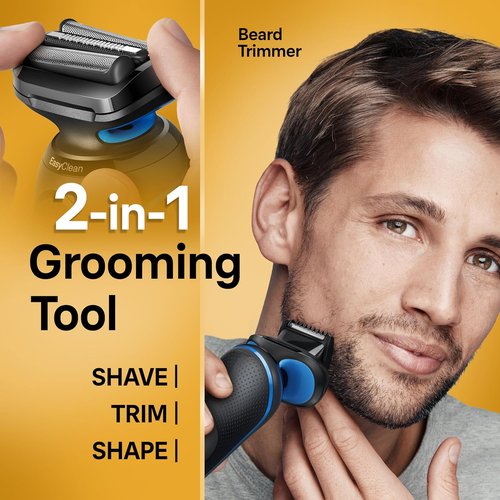 Braun Electric Shaver - Series 5 5120s | Wet & Dry Shaving, Turbo Mode, Beard Trimmer, Blue