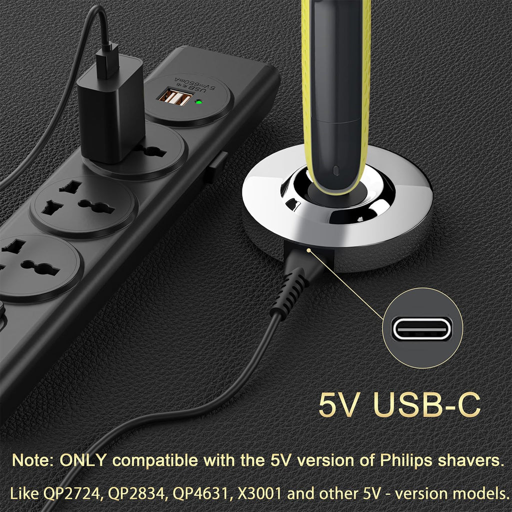 5V Charger for Philips Norelco Shaver 2400 3600 3900 5400 7200 7800, Charging Stand Base for X3001 S3341 QP2724 QP2834, (Only for 5V New Version, Not for 15V/8V/4.3V Old Version)
