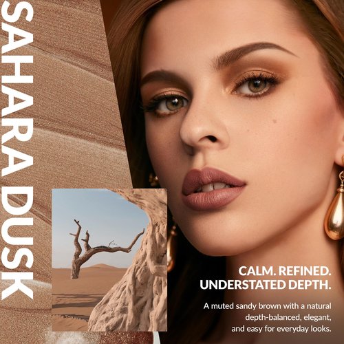 BEPHOLAN Brown Liquid Eyeshadow With Subtle Shimmer Waterproof,Long-Lasting, Neutral Naked Smooth Creamy Eyeshadow Lightweight Crease-Resistant Liquid-to-Powder Eye Shadow(Sahara Dusk 05#)