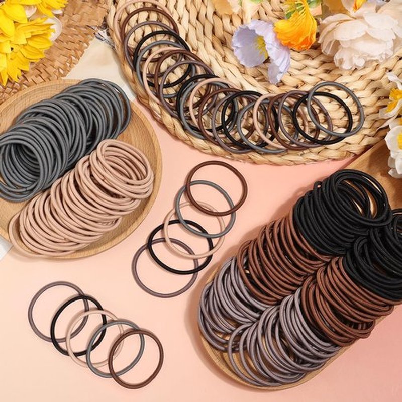Anezus 200 Pcs Hair Ties for Women Girls Hair Elastics Hair Bands Ponytail Holders Hair Rubber Bands for Thick Straight Curly Hair (Neutral Color)