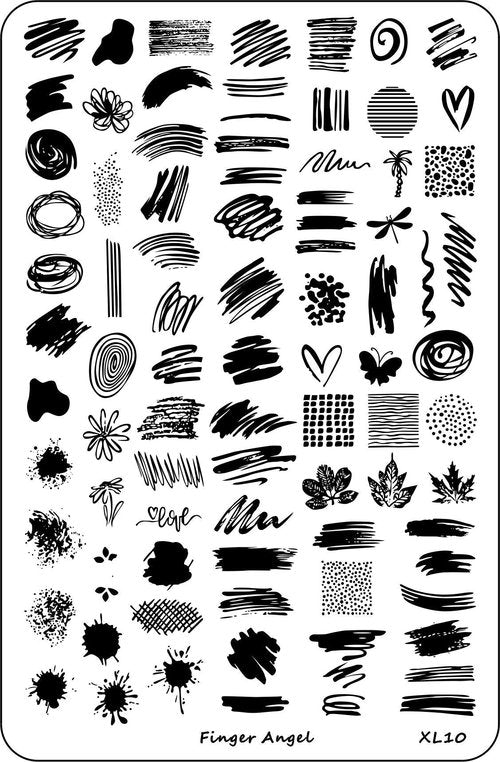 FingerAngel 4PCS XL Nail Art Stamp Plates with Stamping Image Plates Collection Manicure Tools Plate Organizers XL07-10