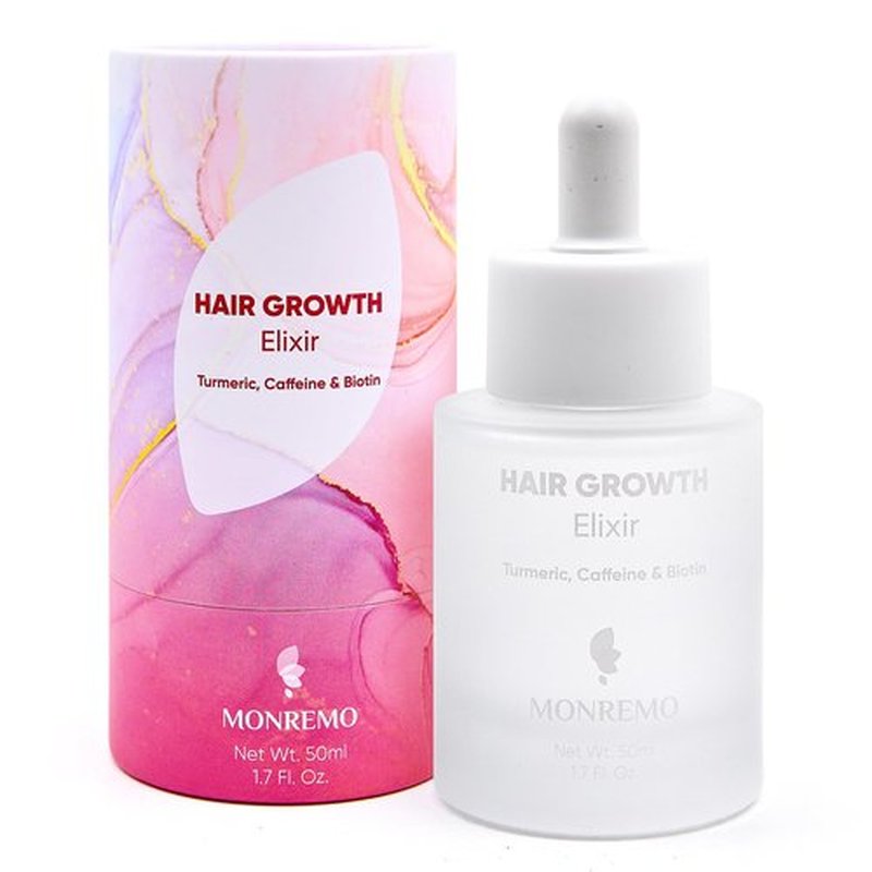 MONREMO Hair Growth Serum with Turmeric, Caffeine & Biotin – Fast-Absorbing Hair Thickening Serum & Scalp Treatment for Men & Women – Lightweight Vegan Formula for Thinning, Weak Hair Regrowth