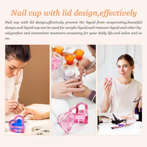 Dappen Dish for Monomer, Acrylic Liquid Powder Nail Dappen Dish with Lid, Glass Crystal Cup Monomer Holder, Acetone Bowl for Nail Supplies, Glassware Tools for Nail Salon or Home Use