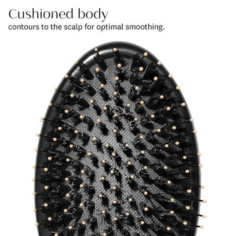 T3 Polish & Shine Oval Hairbrush - Premium Vegan Boar & Nylon Dual Bristle Design for Smoothing & Detangling