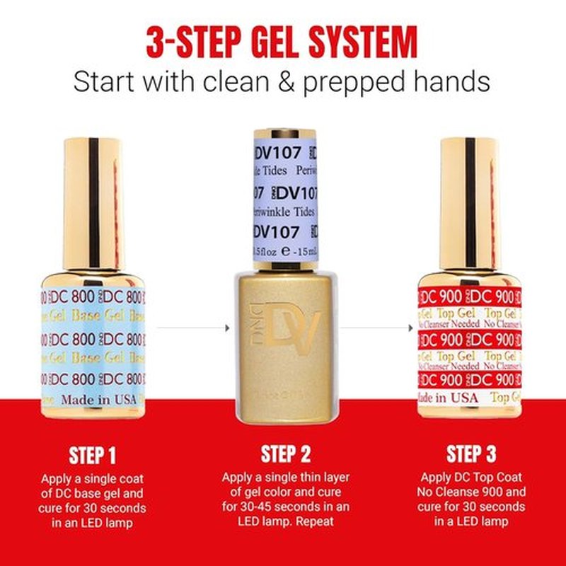 DND Gel Polish Set - Coquette Collection | UV/LED Gel & Air Dry Nail Lacquer Duo - 107 Periwinkle Tides, 0.5 Fl Oz