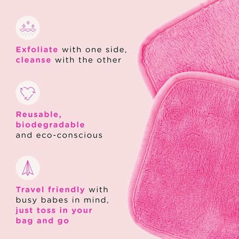 ERASE YOUR FACE Reusable Makeup Remover Cloths - Microfiber Face Towels to Cleanse & Remove Makeup - Water Activated for Sensitive Skin - Multi-Bright (Mini, 7 Count)