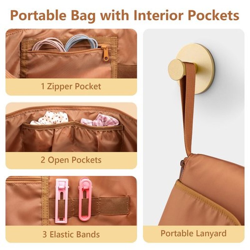 MOKURA Hot Hair Tools Travel Bag with Heat Resistant Mat Removable, Hair Accessories Organizer Case, Women Travel Essentials, Storage Pouch for Curling Iron Straightener Flat Iron Hair Dryer, Brown