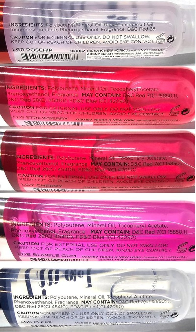 The Make-Up Artist Project 5 Pack Variety Bundle of Lip Gels With Viatmin E - Clear, Rosehip, Strawberry, Cherry, and Bubble Gum Hydrating Lip Glosses