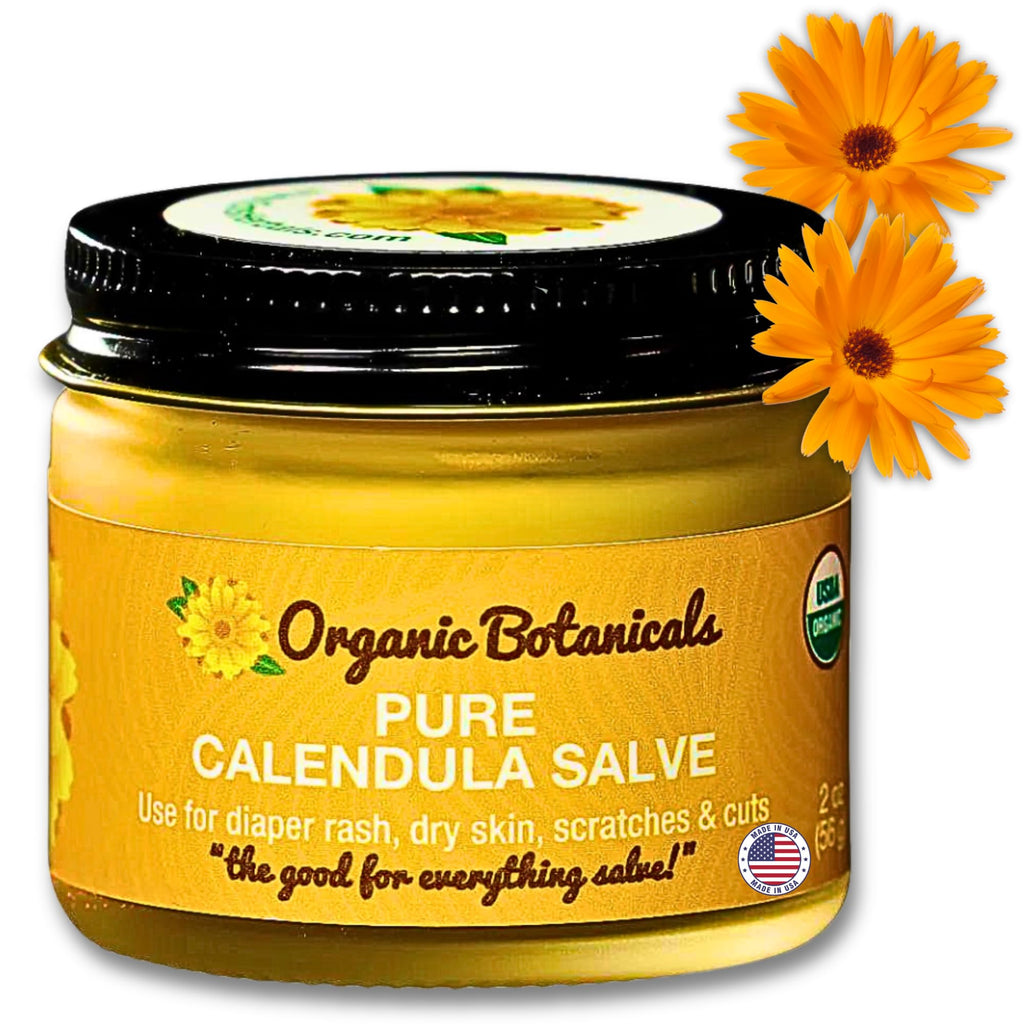 Organic Botanicals Pure Organic Calendula Salve Healing Balm - Calendula Cream Healing Hand Salve Ointment from Local Organic Calendula Flowers, Calendula Gel Eczema Ointment, Certified Organic 4 Oz