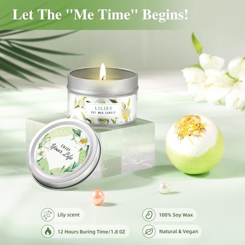 HSOEIXL Gifts for Women, Birthday Gifts for Women, Bath and Body Gifts Set, Lilies Self Care Set,Christmas Mothers Day Relaxing Spa Basket for Mom, Grandma, Girlfriend, Sister, Friends