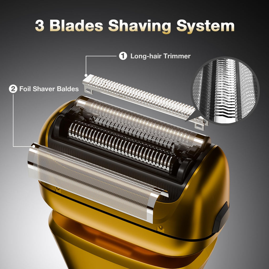 BEAUTYCARE Electric Foil Shaver for Men, for Short Beard, Gold