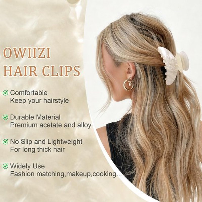 OWIIZI Durable Acetate Hair Clips for Women 4.13" Cute Hair Claw Clips Ponytail Barrette Strong Hold Acrylic Butterfly Jaw Hair Accessories for Girls Long Thick Hair(Red)