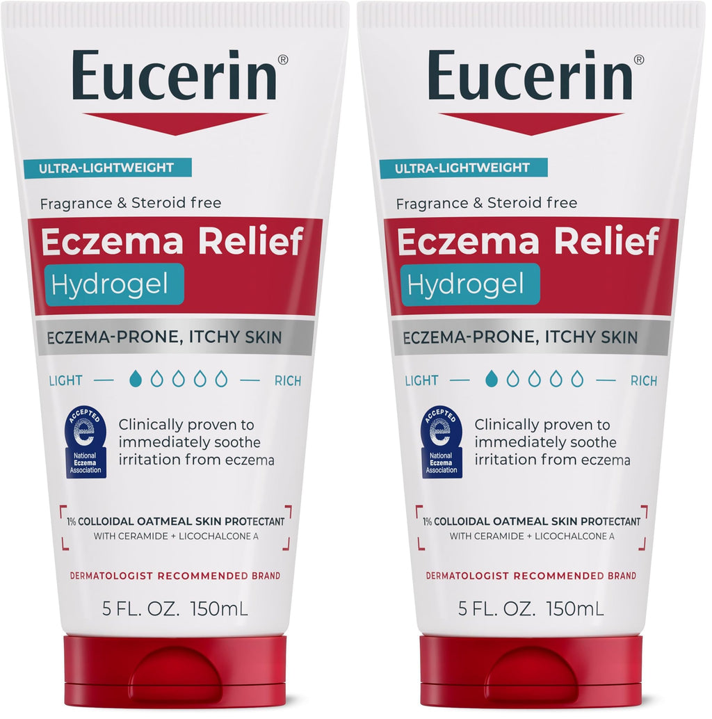Eucerin Eczema Relief Hydrogel for Dry,Itchy,Eczema-Prone Skin,Fragrance Free and Steroid Free Body Moisturizer for Dry Skin,5 Fl Oz Tube,(Pack of 2)