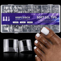 AddFavor Toe Nail Tips, 600pcs Soft Gel Toenail Tips Short Square Fake Toe Nails, Clear False Toe Tips 12 Sizes Acrylic Nail Tips for Toe Nails Extension