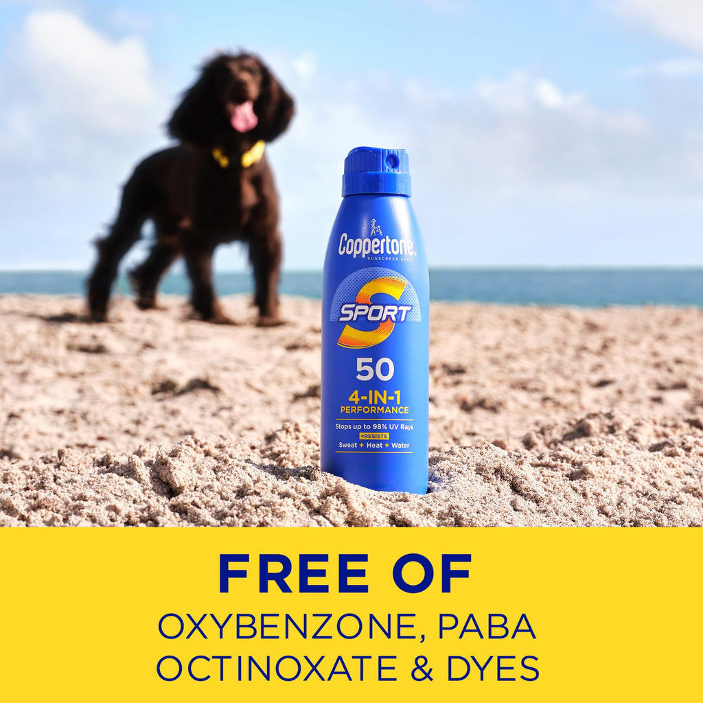 Coppertone Sport Sunscreen Spray, Broad Spectrum SPF 50 Water Resistant Spray Sunscreen, 5.5 Oz