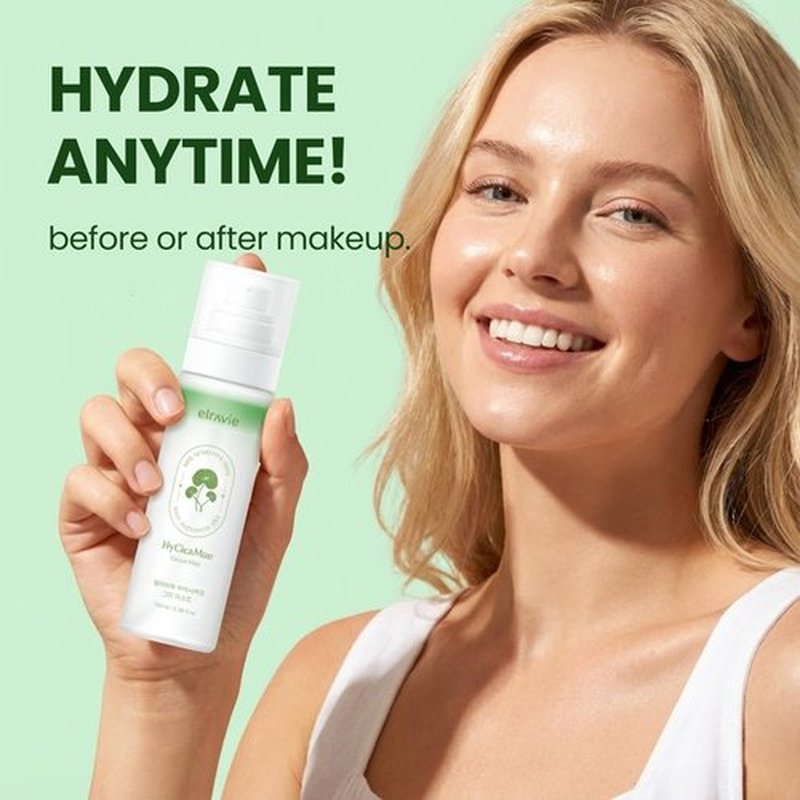 elravie HyCicaMue Green Face Mist | Ultra-Fine Face Spray for Instant Calming & Moisturizing | Cica, Peptide, Ceramide, Hyaluronic Acid | Reduce Excess Sebum & Soothe Irritated Skin | Korean Skin Care